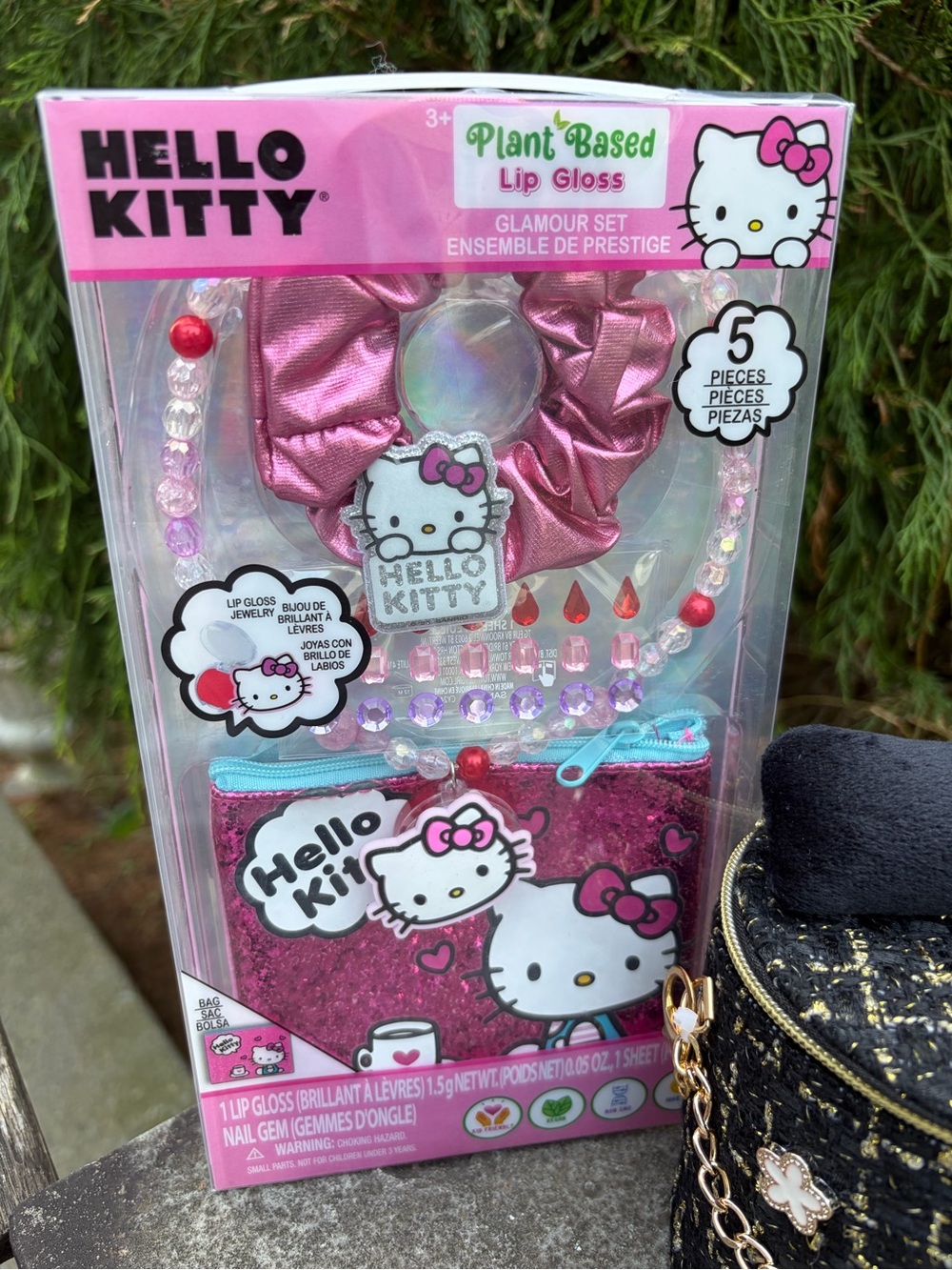 Tiny Mini Black Tweed Bow Fashion Bag Charm Crossbody + Hello Kitty Accessories - Picture 2 of 7